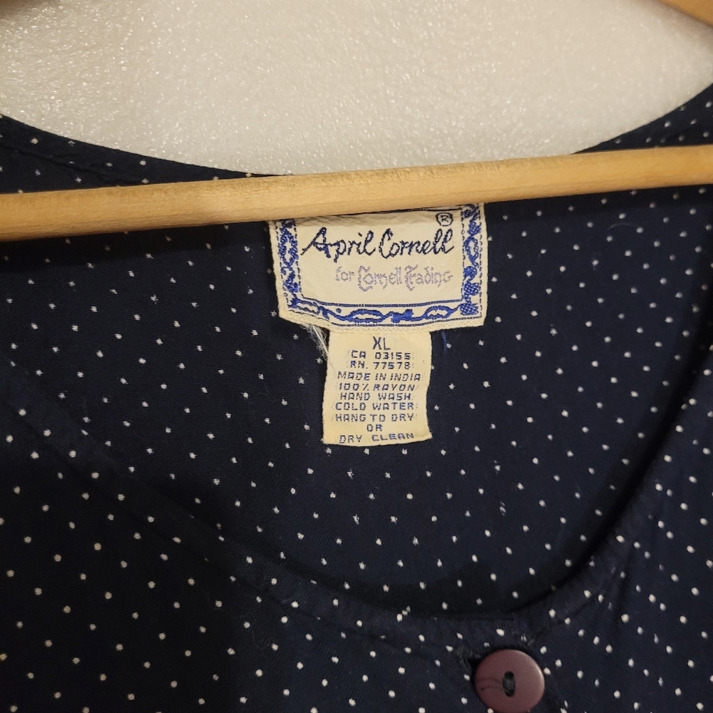 Vintage 90s April Cornell Floral Maxi Dress Cottagecore Tie Back Rayon XL 12-14 - Picture 4 of 12